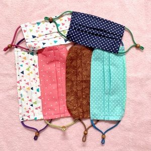 Handmade face mask with air filter pocket washable